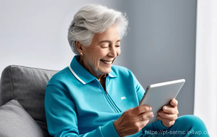 시니어 테크 서비스의 리더십 변화 - **Prompt:** A heartwarming scene in a bright, modern senior living community common area. Diverse se...