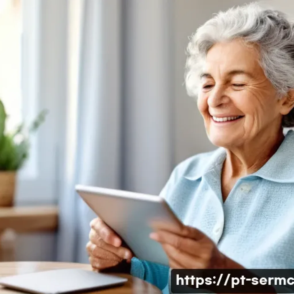 시니어를 위한 온라인 콘텐츠 제작 방법 - **Image Prompt 1: Effortless Digital Connection for Seniors**
    "A candid, warm portrait of an eld...